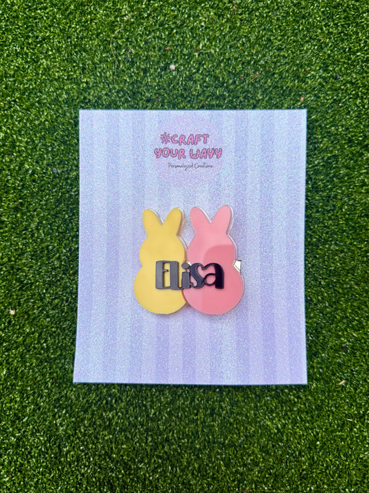 Easter Peeps Hair Clip Personalized with Name, Acrylic Clip