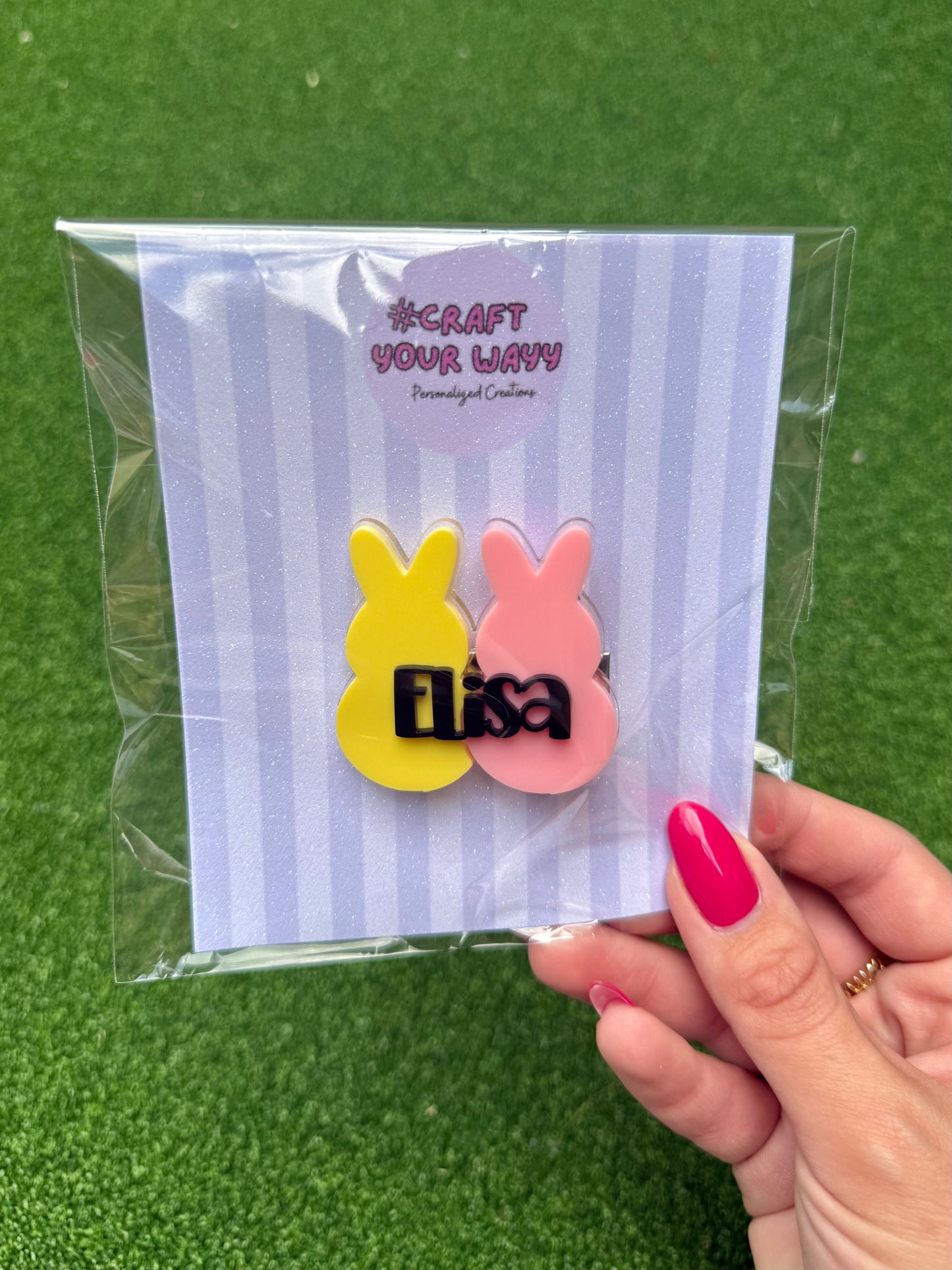 Easter Peeps Hair Clip Personalized with Name, Acrylic Clip