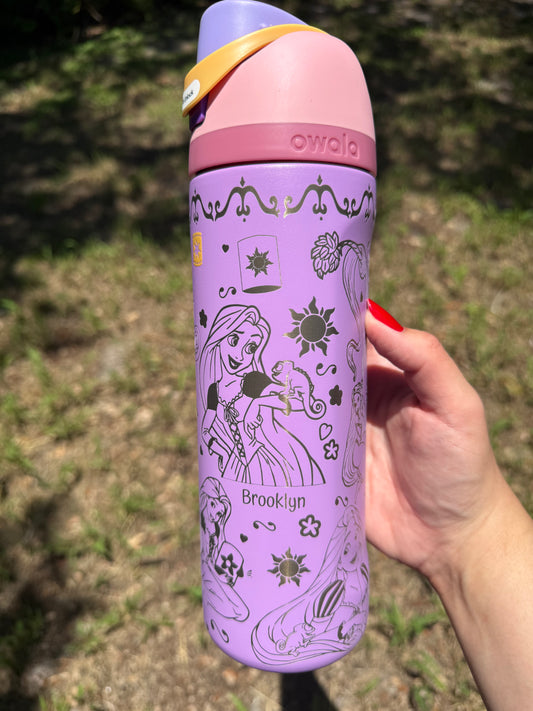 Disney Tangled Movie Princess Engraved Owala Free Sip, Rapunzel Tumbler