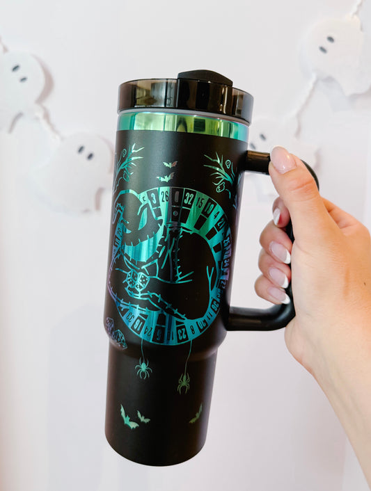 Oogie Boogie 30oz Tumbler, Green Plated Engraving