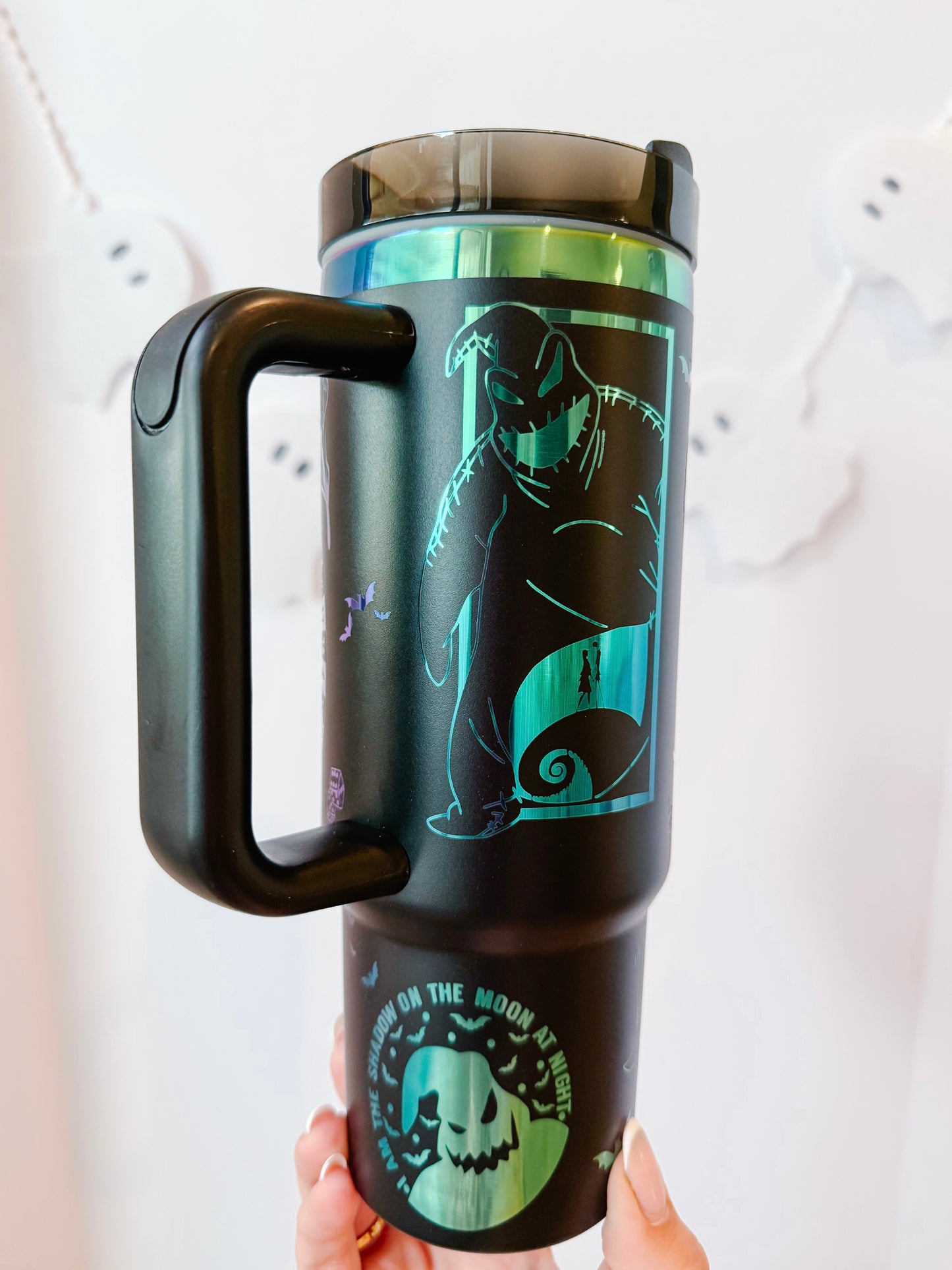 Oogie Boogie 30oz Tumbler, Green Plated Engraving
