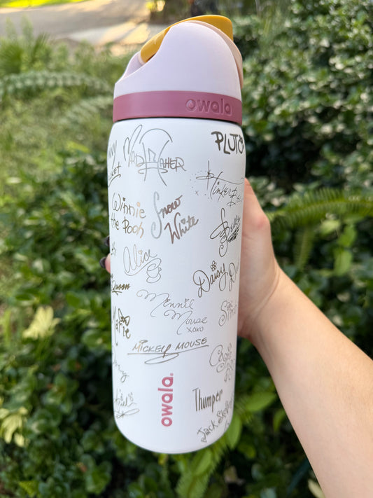 Disney Autographs All Pals Owala Engraved Free Sip, 32oz