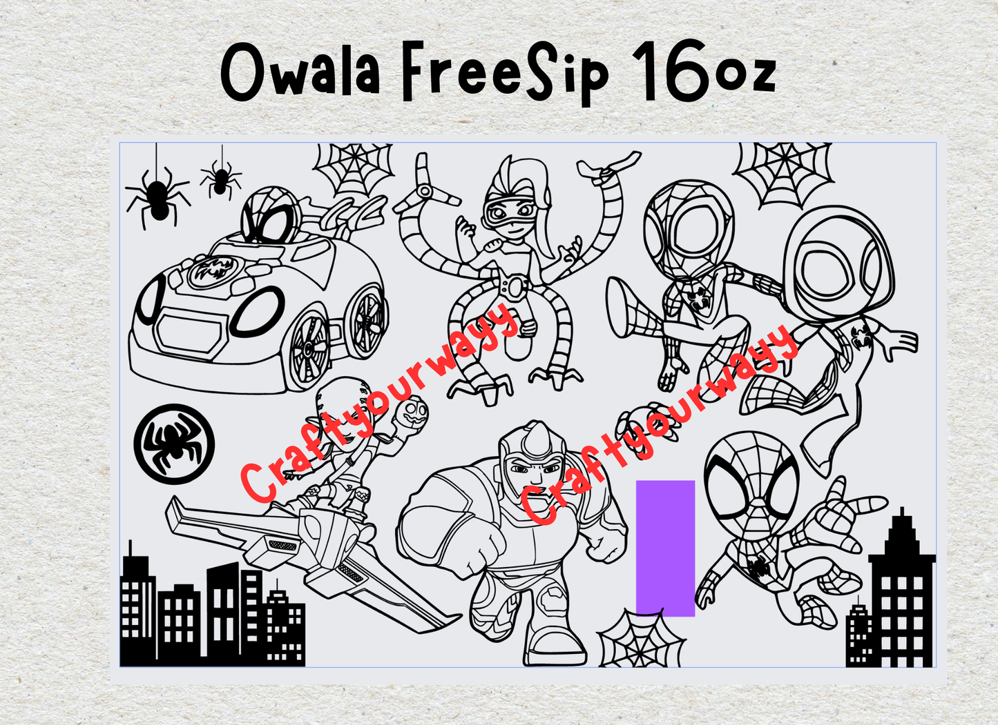 Kids Owala Spidey FreeSip 16oz, Spidey and Friends Superhero