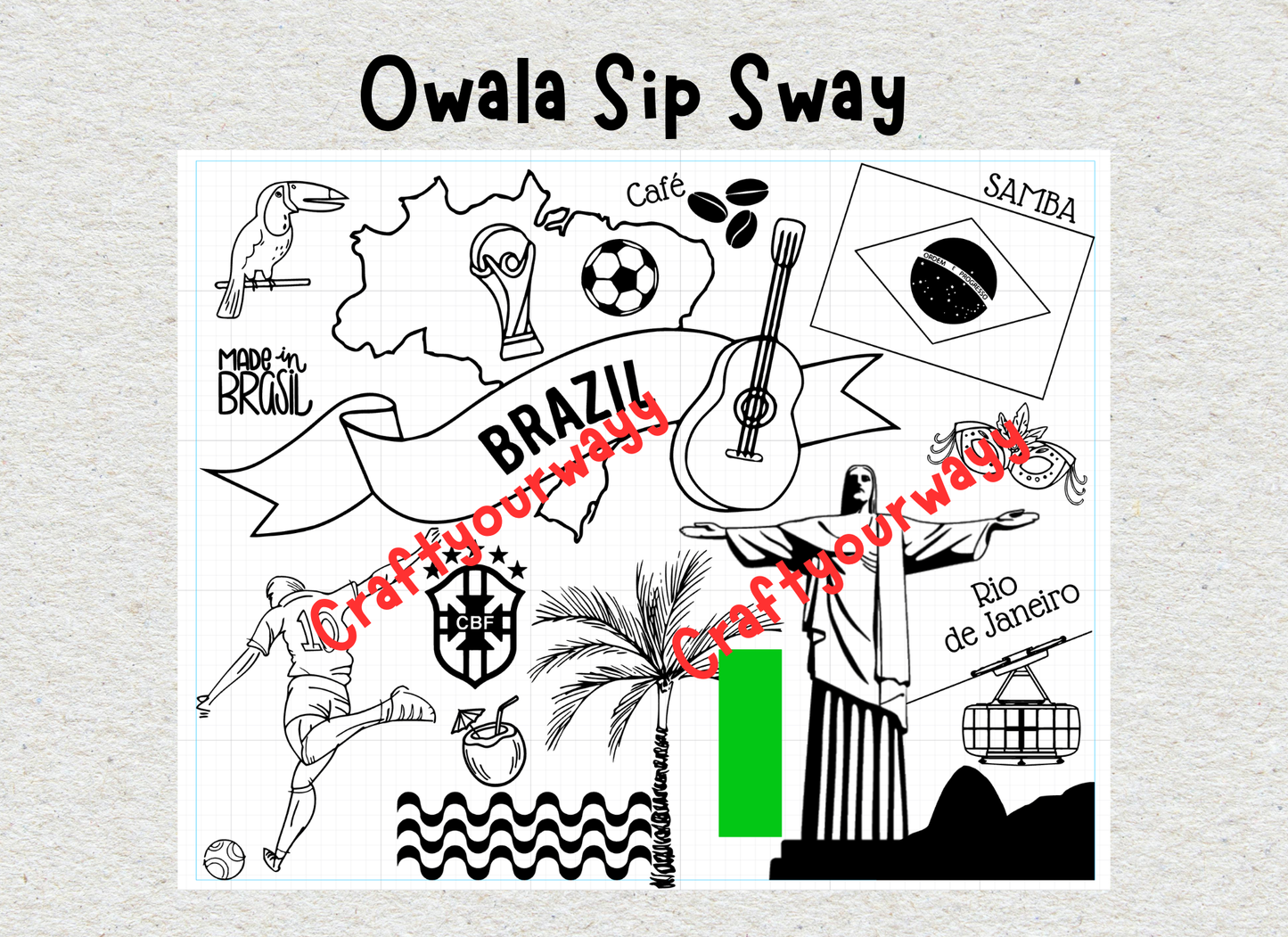 Brazil Engraved Owala Sip Sway, Samba World Cup Brasil Soccer