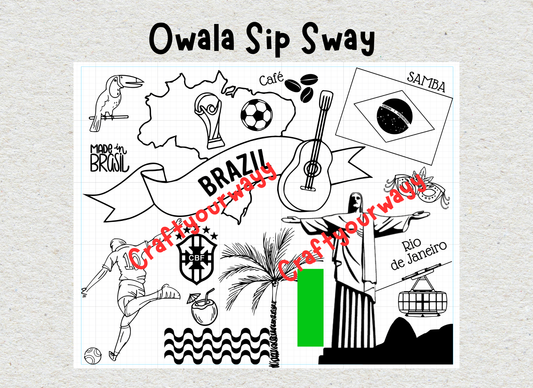 Brazil Engraved Owala Sip Sway, Samba World Cup Brasil Soccer