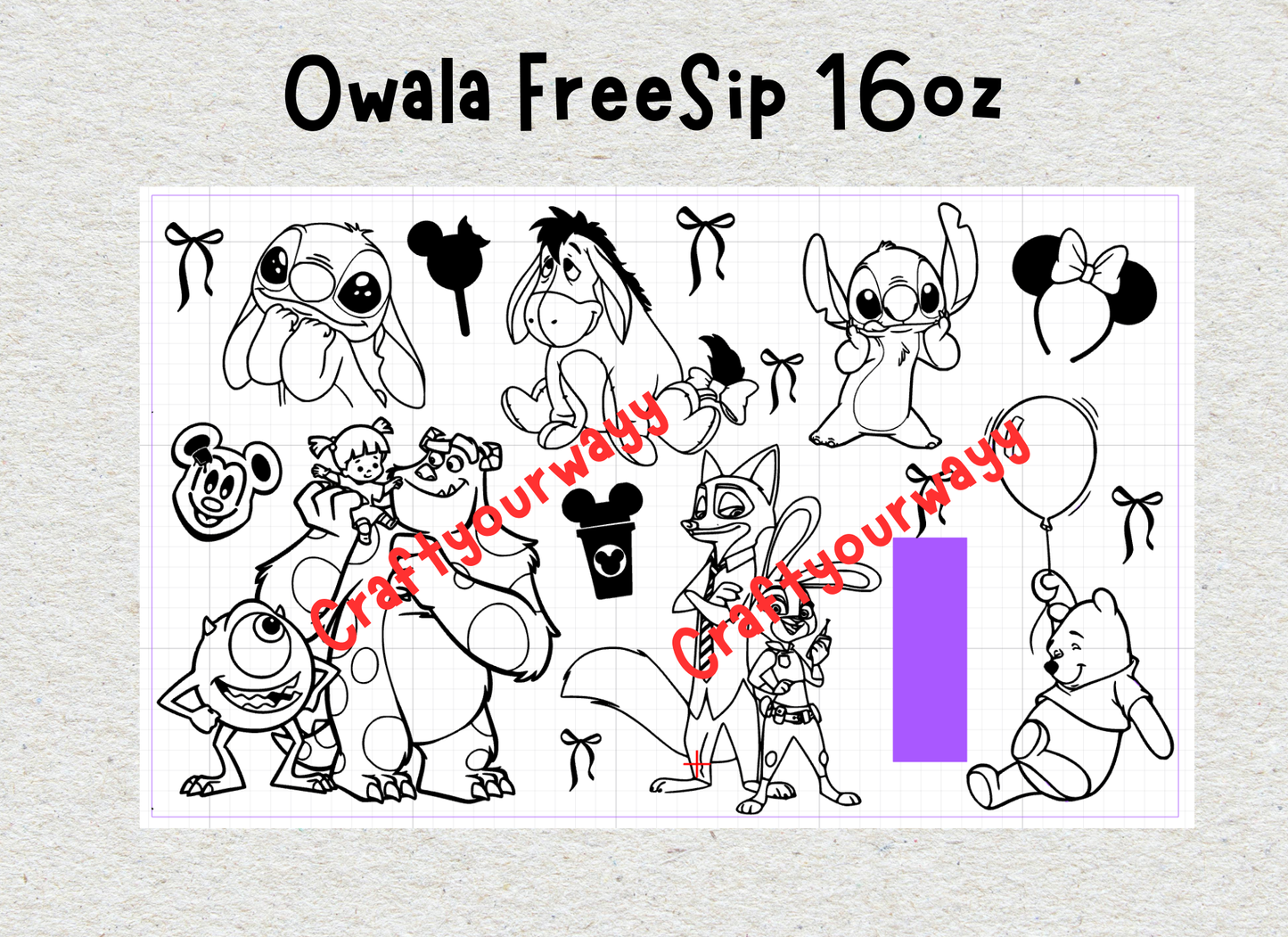 Kids Owala FreeSip 16oz, Characters Mashup
