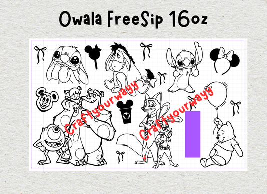 Kids Owala FreeSip 16oz, Characters Mashup