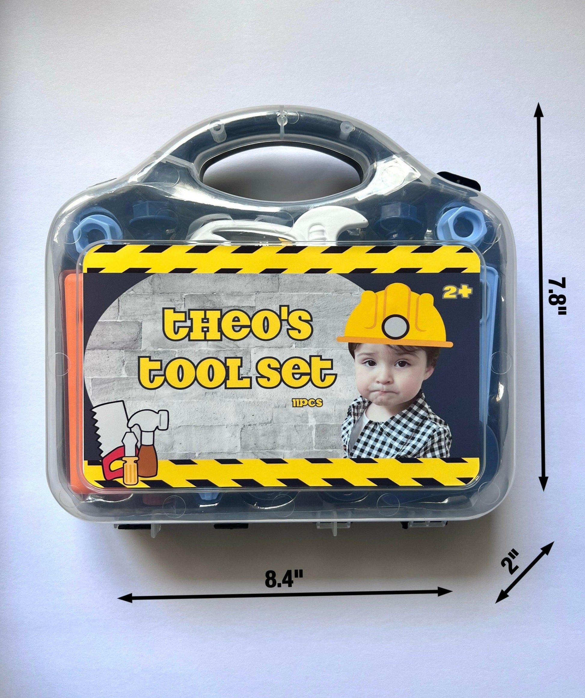Party Favor Construction Theme Personalized Worker Tool Set, Kids Gift Trunk, Custom With Your Face Photo and Name Birthday Decor