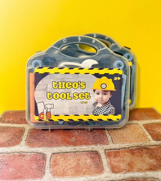 Party Favor Construction Theme Personalized Worker Tool Set, Kids Gift Trunk, Custom With Your Face Photo and Name Birthday Decor