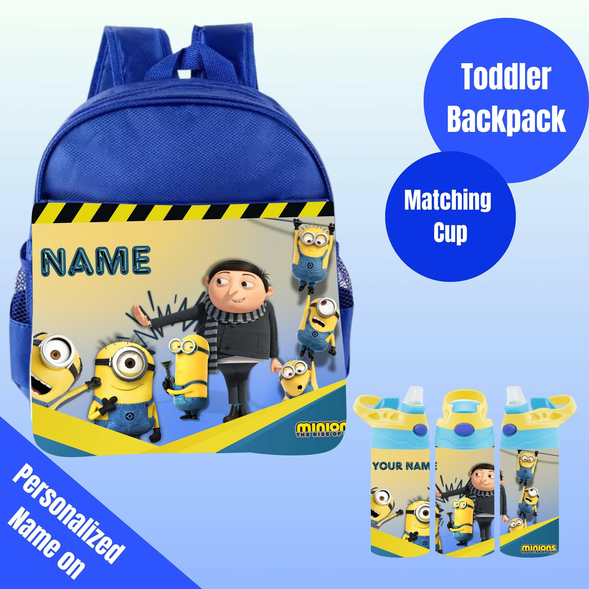 Custom Name Toddler Back pack for School Personalized for Boys Matching Water Bottle