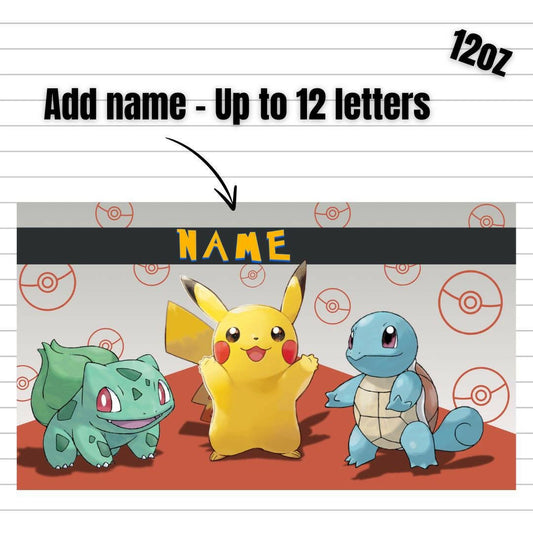 Kids Water Bottle 12oz Personalized Cup, Flip Top Tumbler, Kids Custom Thermal Travel Cup with Straw