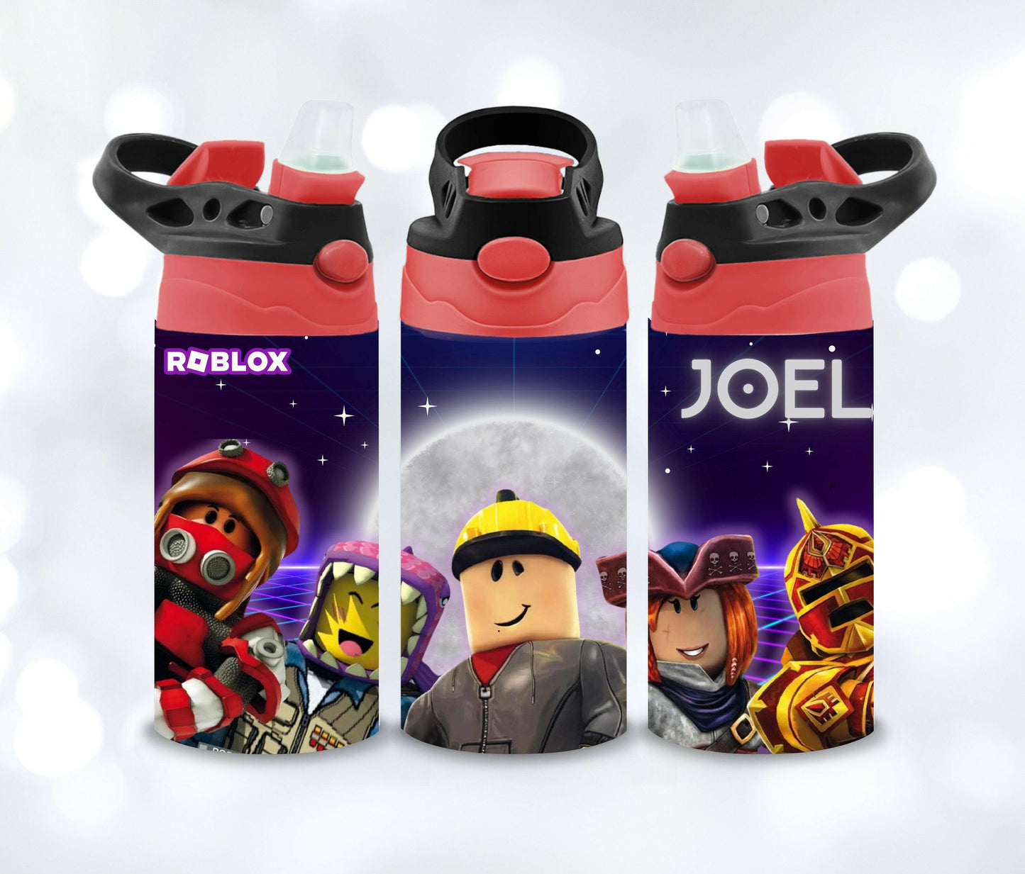 Kids Princess and Movies 12oz Water Bottle with NAME, Children's Designs Super Cute perfect Gift for Toddler Kids, Flip Top and BPA free