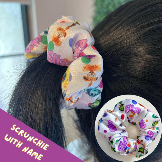 Personalized Scrunchies with Name for School, Silk Inside Out print very cute perfect gift for Girls