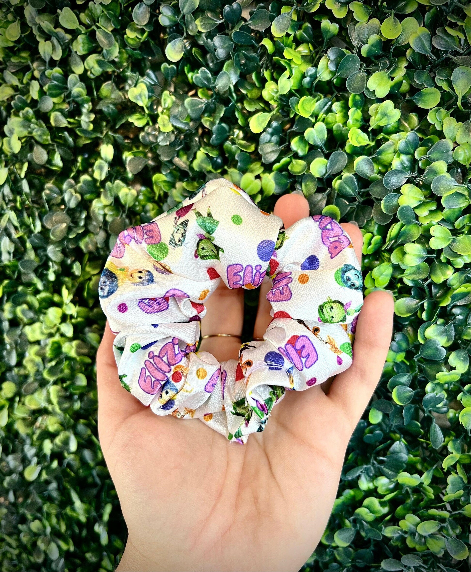 Personalized Scrunchies with Name for School, Silk Inside Out print very cute perfect gift for Girls