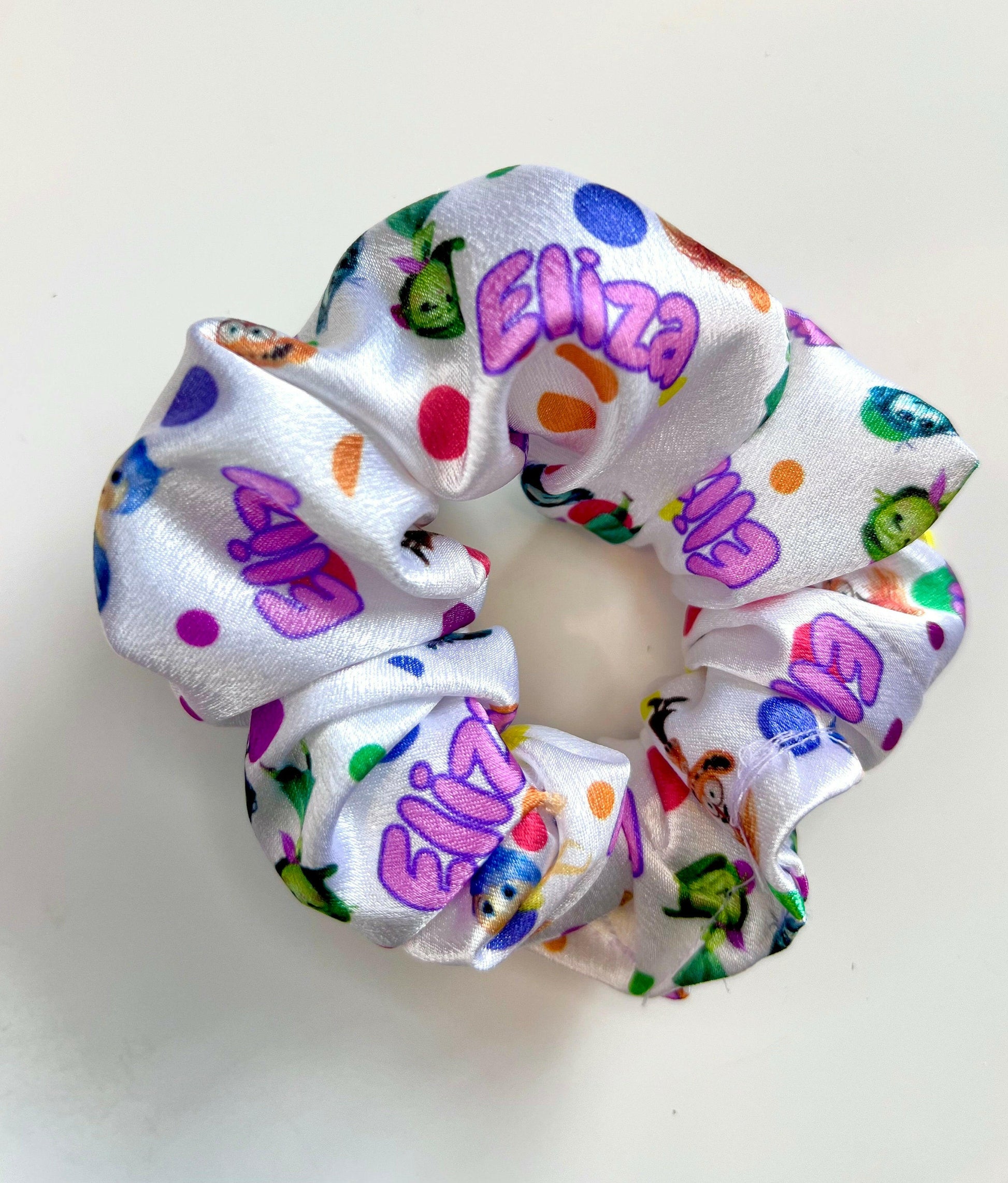 Personalized Scrunchies with Name for School, Silk Inside Out print very cute perfect gift for Girls