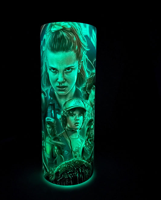 Stranger Things Cup Glow in the Dark 20oz Eleven Demogorgon Tumbler Coffee Cup Insulated Travel Mug, To match Your Halloween Costume