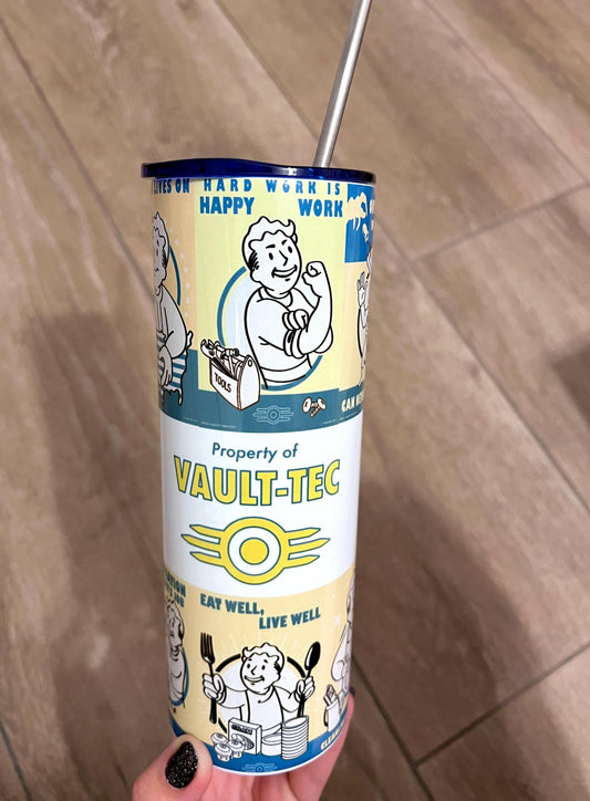 Fallout Inspired Vault Boy 20oz Tumbler, Iced Coffee Cup, Cosplay Gift, Vault Dwellers, Nuka Cola, Fallout Fan Art, Vault Boy gift