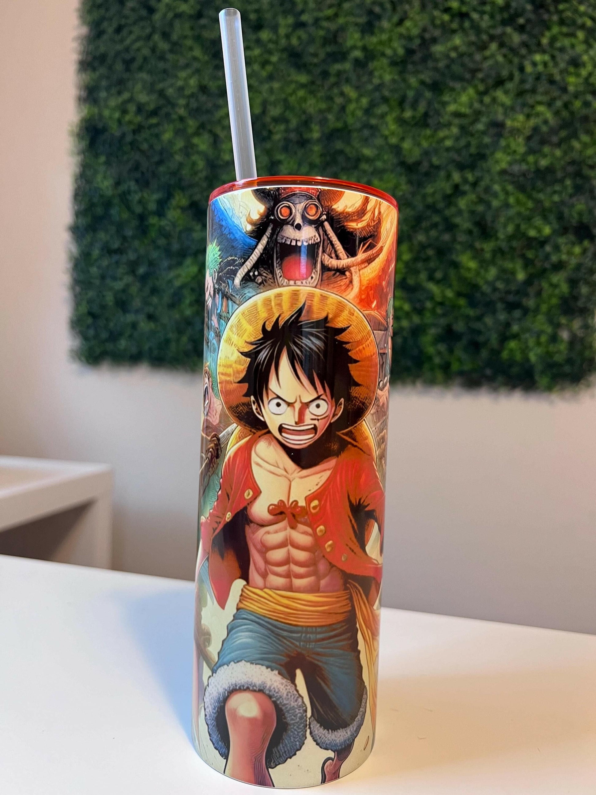 One Piece Cup Inspired Anime 20oz Tumbler, Monkey Luffy, Captain of the Straw Hat, Cosplay Gift