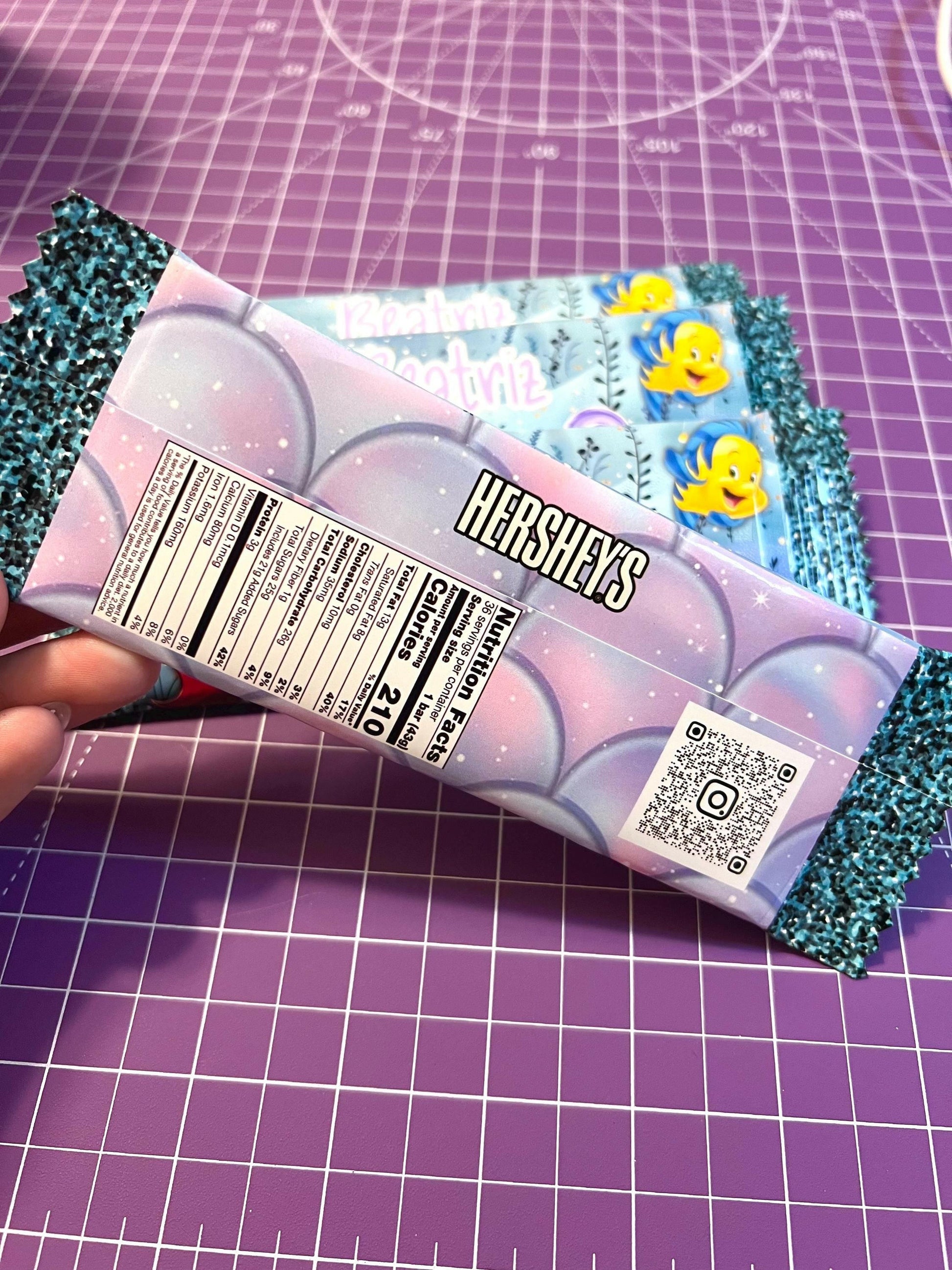 Girls Party Favor Bundle of Personalized Chocolate Bars 1.5oz Mermaid Party, Tabletop decoration, Custom with Name and Age