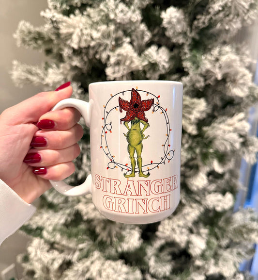 Stranger Things Mug 15oz Grinch Demogorgon, Stranger Grinch, Coffee Cup, Grinchmas