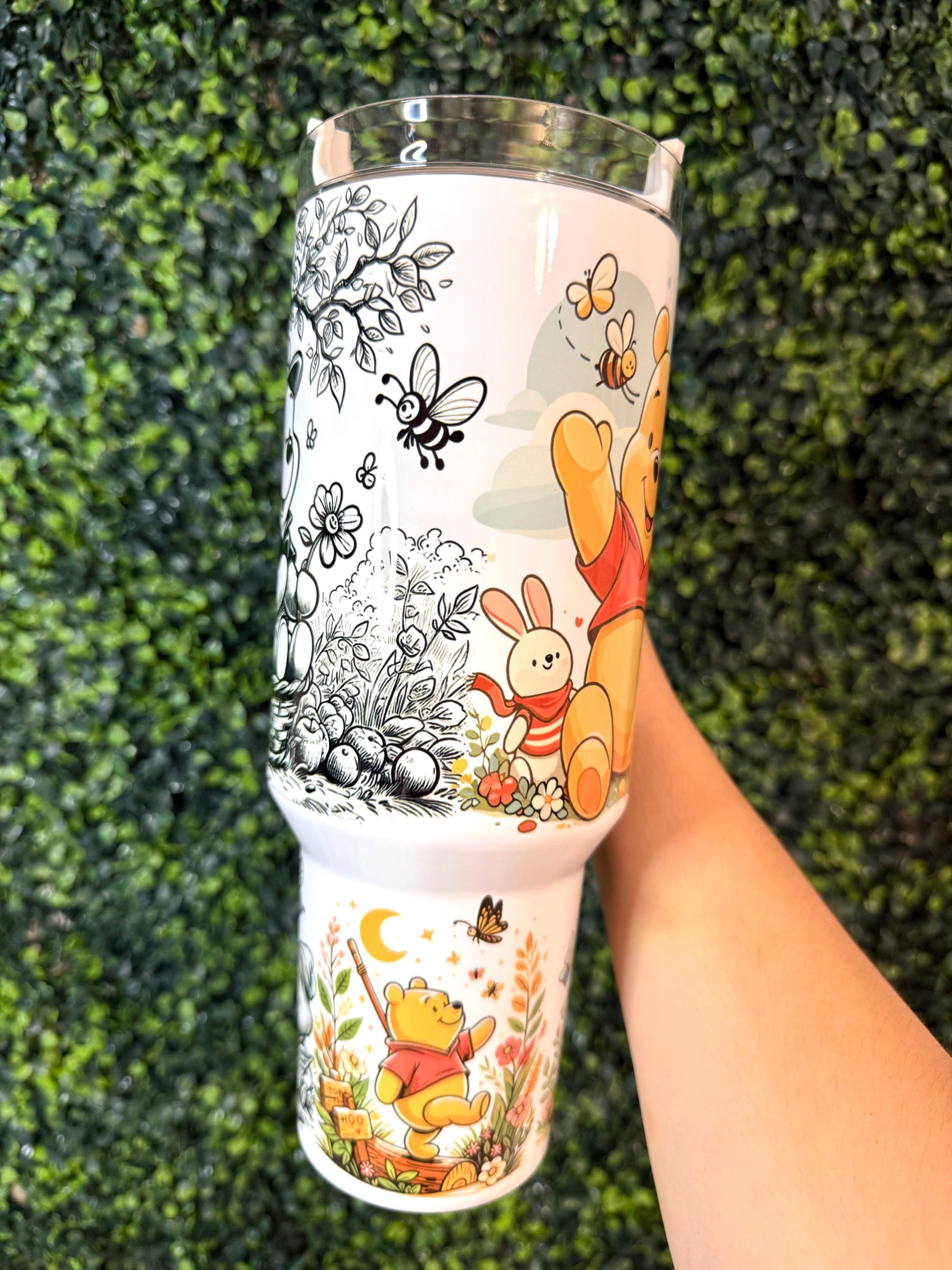 Winnie the Pooh, Tumbler 40oz, Stainless Steel Cup with Handle, Bear Water Bottle, Pooh bear, perfect gift for her