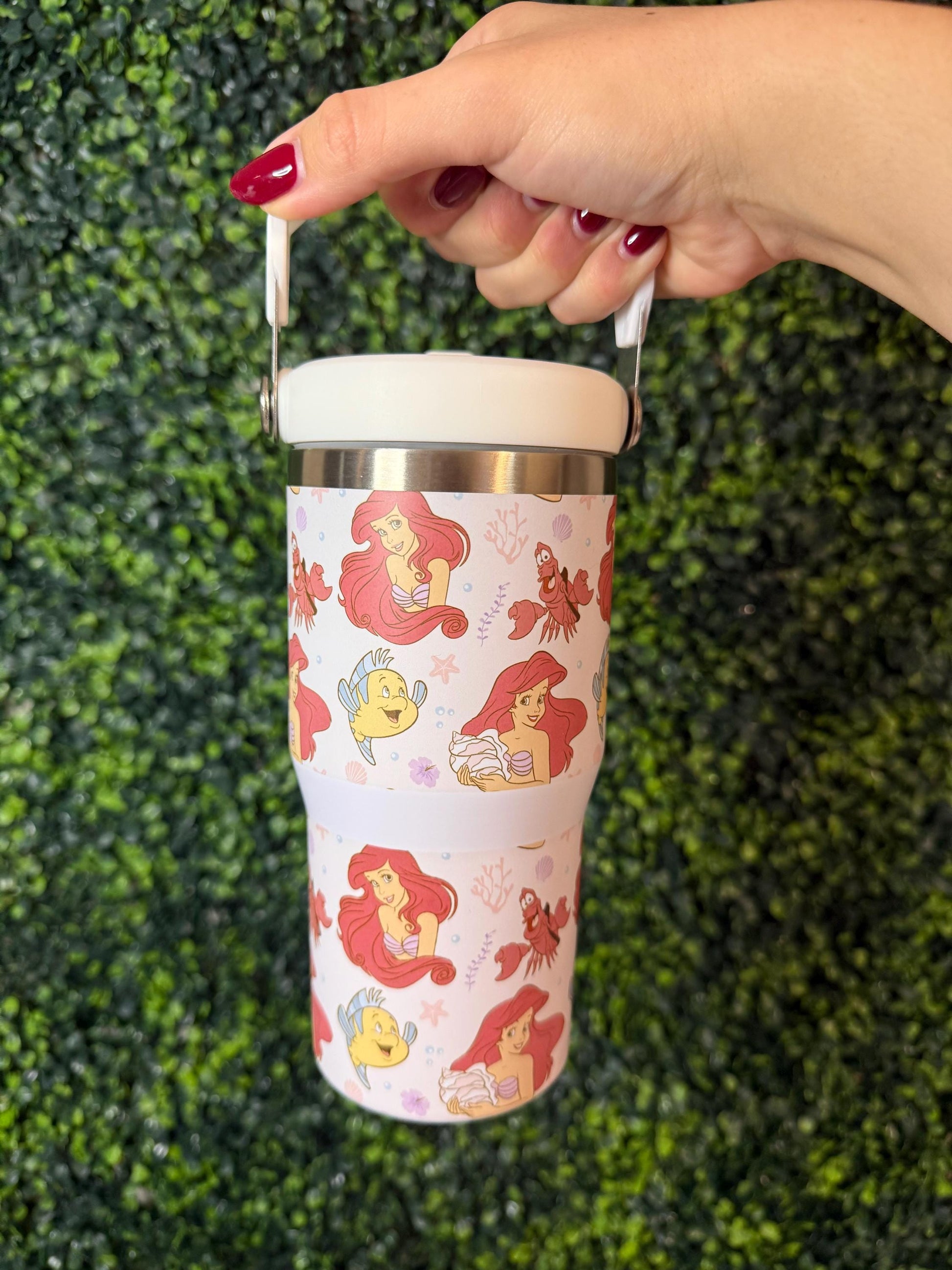 Kids Tumbler 20oz Flip Straw Water Bottle, Little Mermaid, Ariel, Tumbler with Handle, perfect Birthday Gift, Mermaid Princess