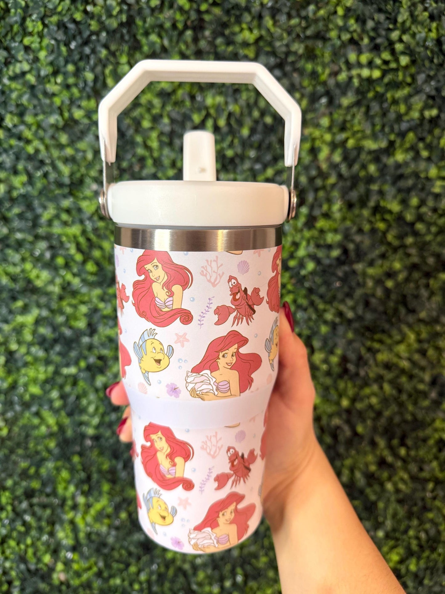 Kids Tumbler 20oz Flip Straw Water Bottle, Little Mermaid, Ariel, Tumbler with Handle, perfect Birthday Gift, Mermaid Princess