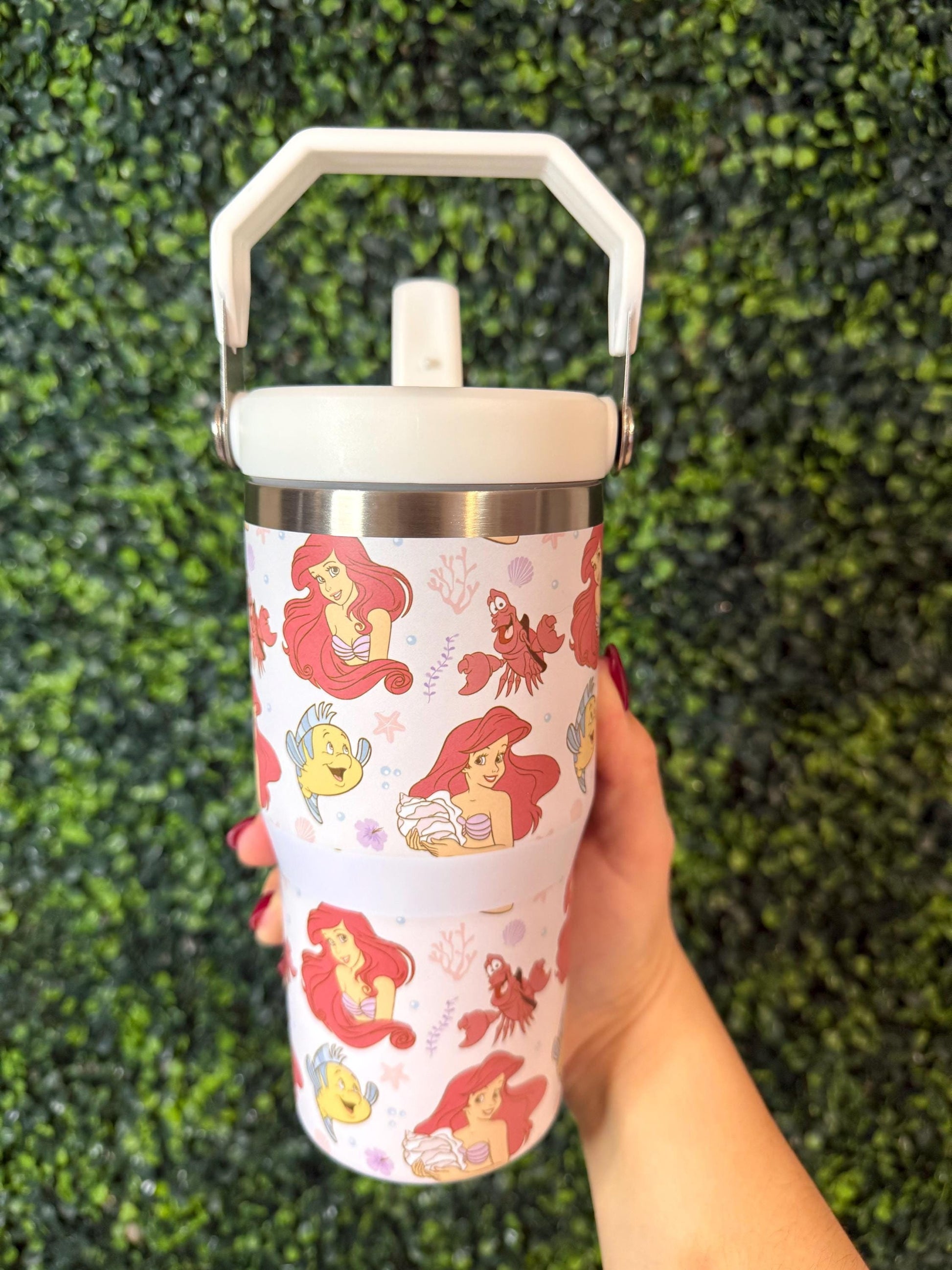 Kids Tumbler 20oz Flip Straw Water Bottle, Little Mermaid, Ariel, Tumbler with Handle, perfect Birthday Gift, Mermaid Princess