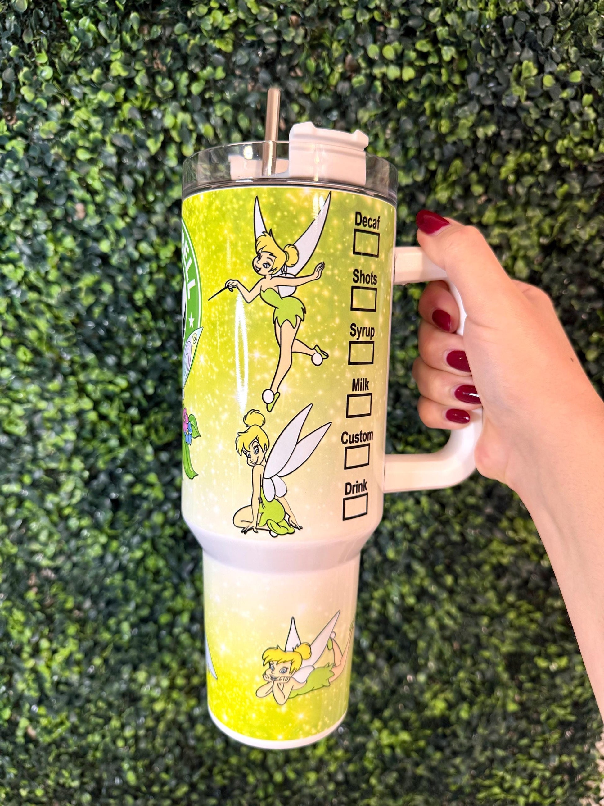 Tinker Bell, Tumbler 40oz, Stainless Steel Cup with Handle, Princess Water Bottle, perfect gift for her