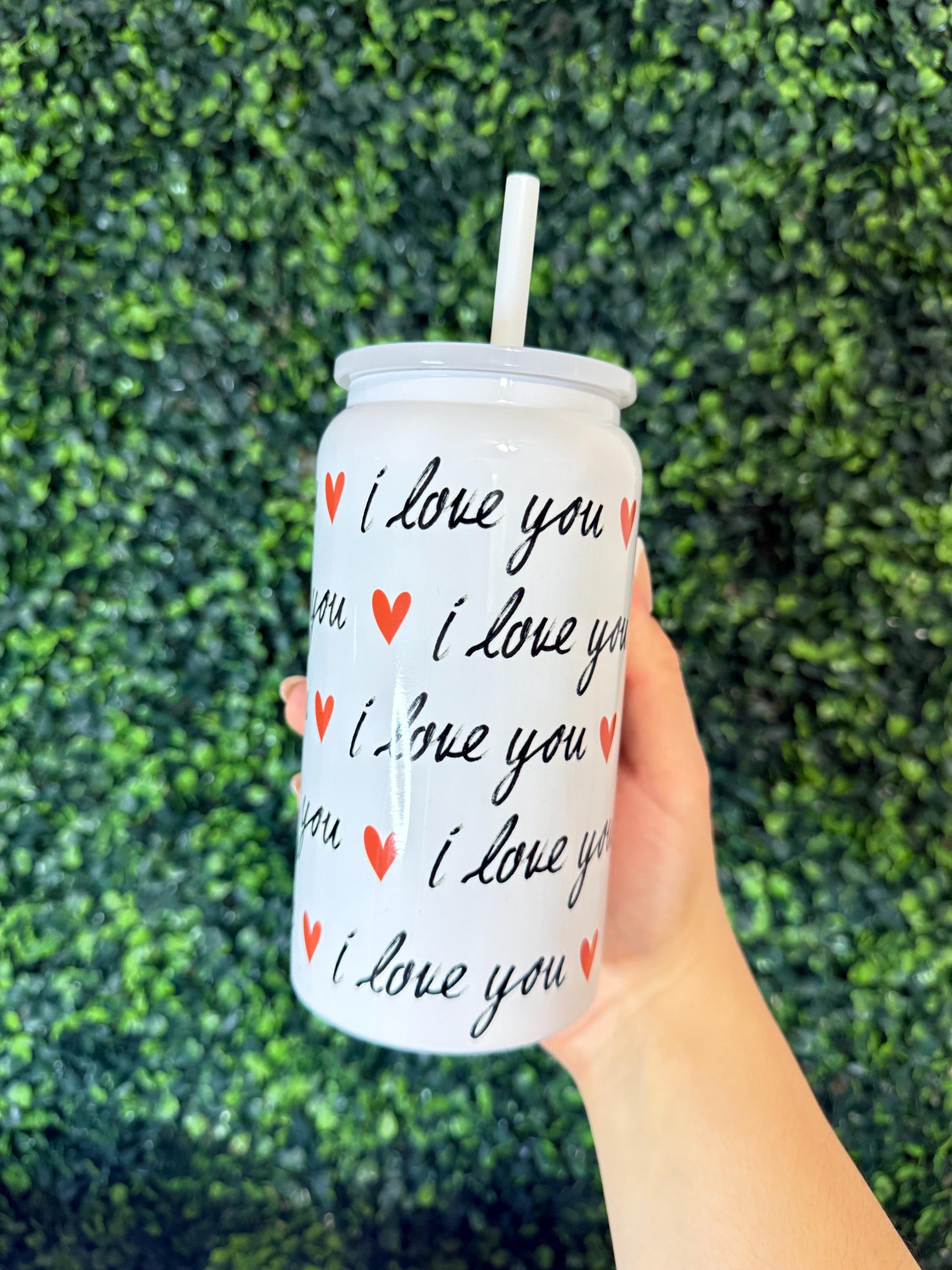 Valentine Gift Personalized tumbler for Valentines 16oz Stainless steel, For Iced coffee with lid and Straw, gift for Gilfriend, I love you