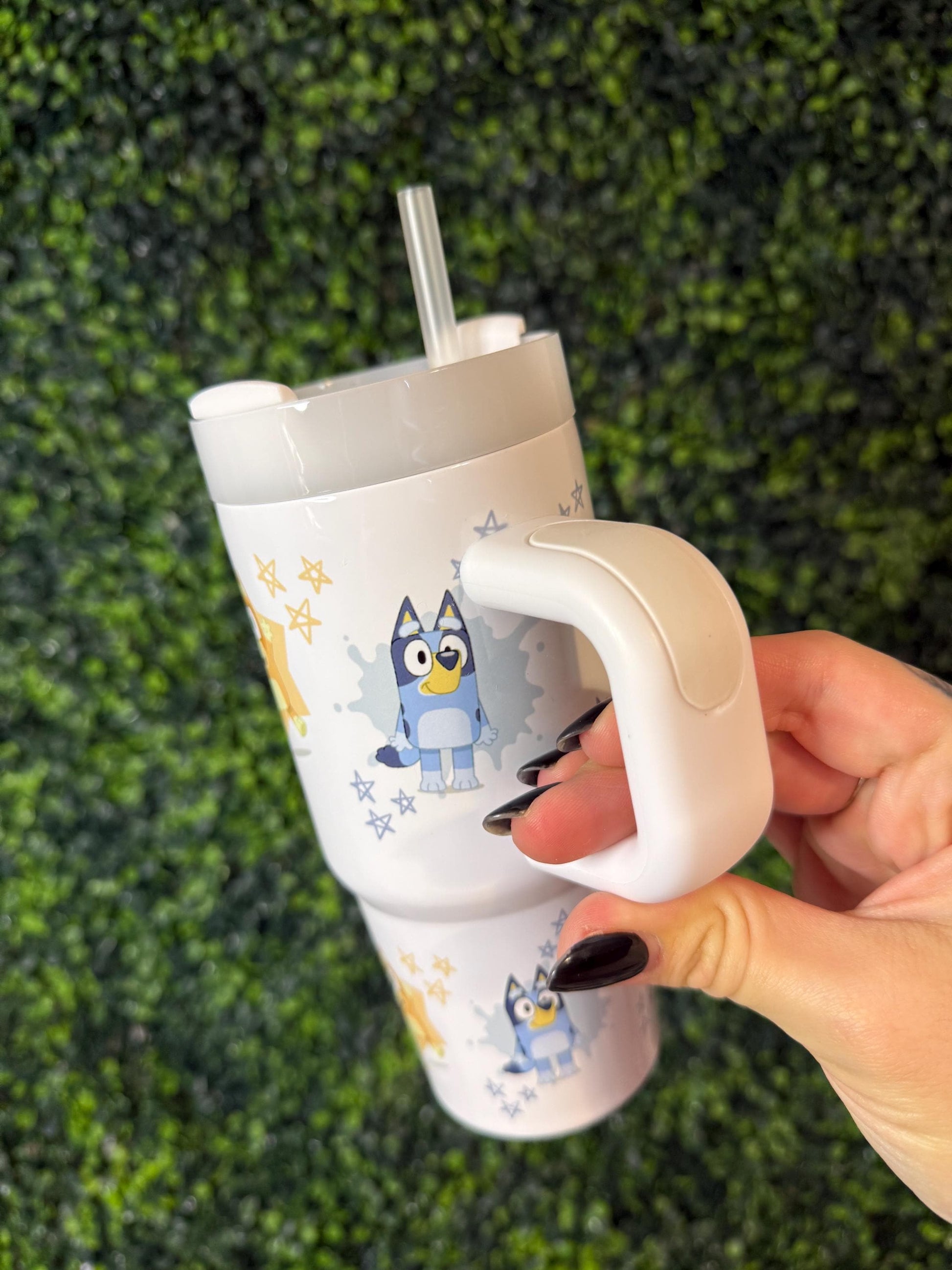 Kids Tumbler 20oz Cup with Handle, Bluey Bingo, Kids Water Bottle, perfect Birthday Gift, Blue Dog