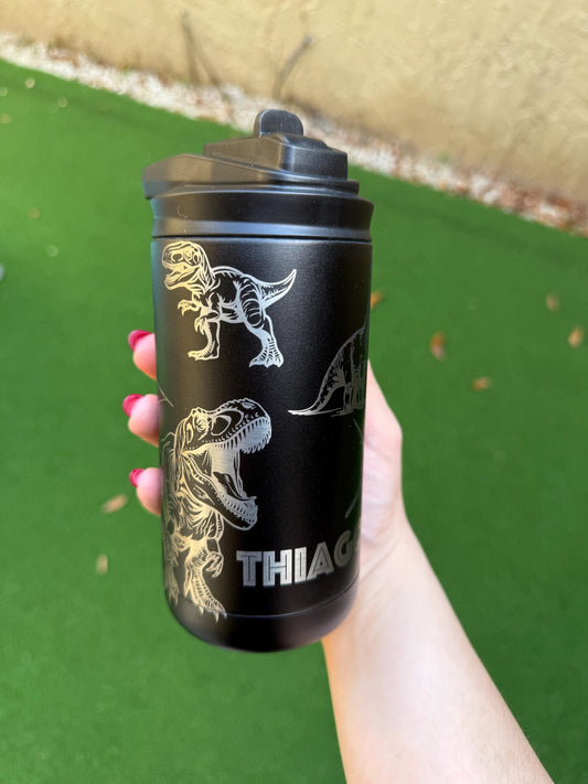 Custom Engraved Dinosaur, Jurassic Kids Bottle, 12oz Leak Proof, Engraved tumbler, Maars Insulated Bottle