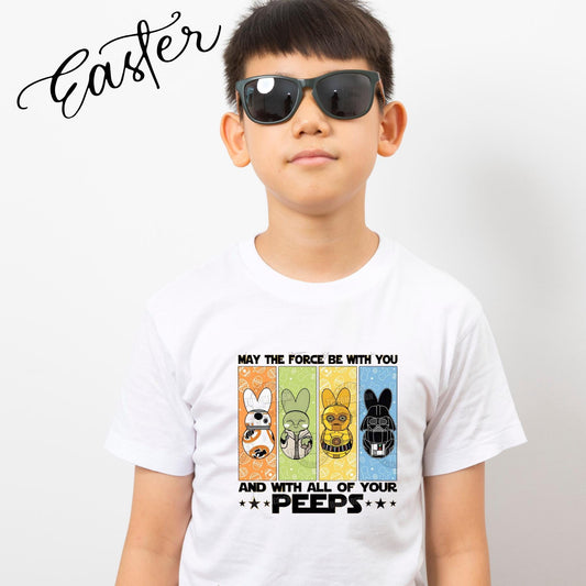 Star Wars Easter Graphic T-Shirt "May the Force Be With You and All Your Peeps", Toddler & Youth Sizes, Perfect Easter Fun or Easter gift