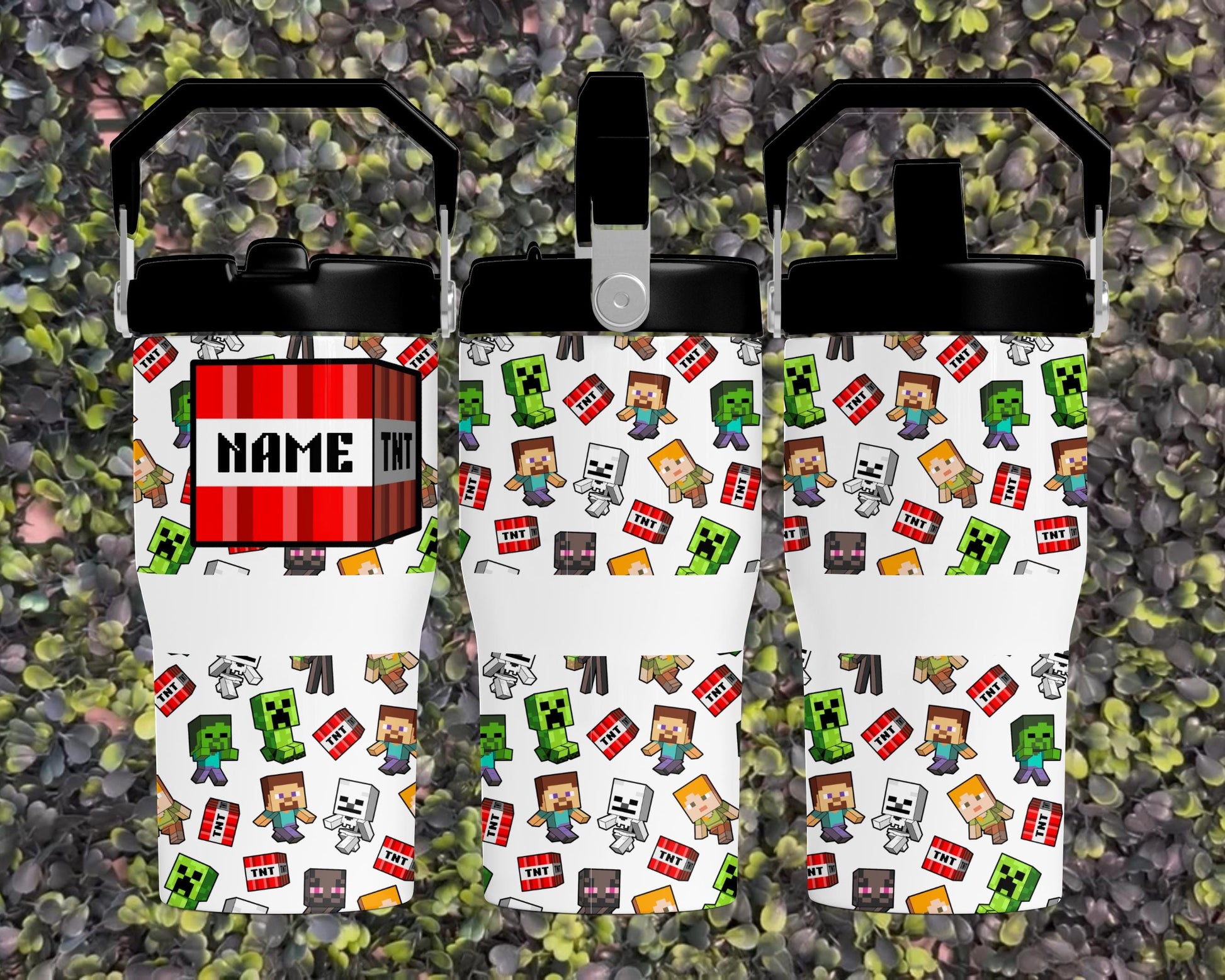 Kids Tumbler 20oz Flip Straw Water Bottle, Minecraft, Tumbler with Handle, perfect Birthday Gift, Videogame Minecrafter Creeper