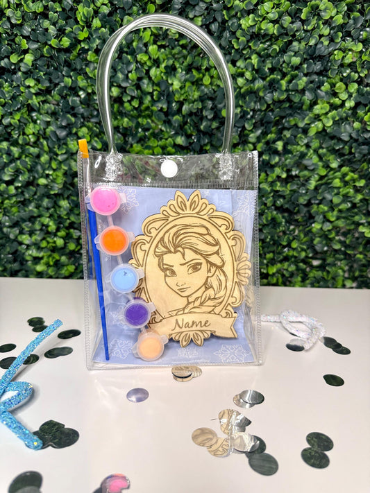 Frozen Party Favor, Elsa Anna Custom Wood coloring kit, Painting kit for kids, Personalized Princess Party favor, Frozen Birthday
