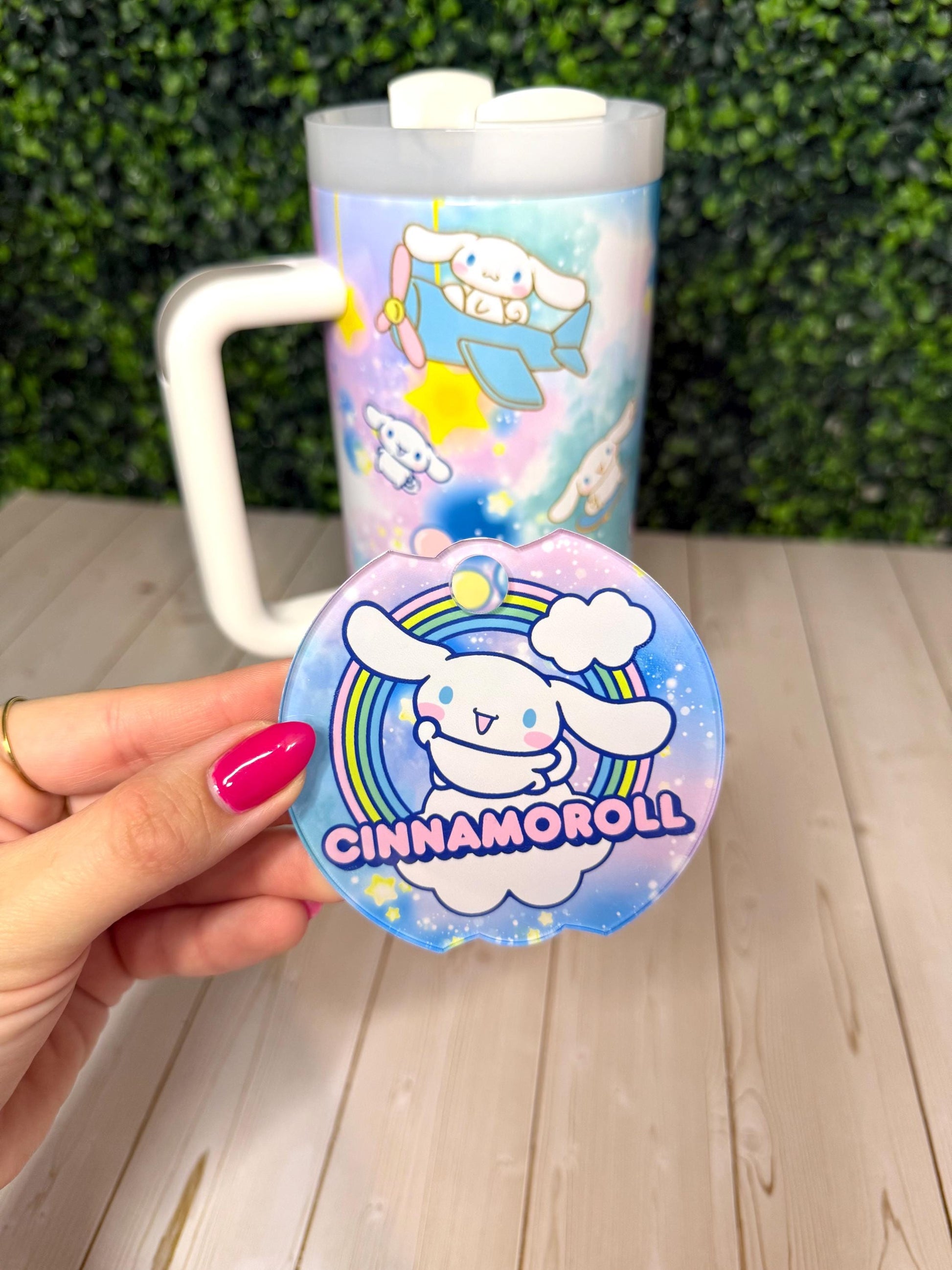Cinnamoroll Tumbler 40oz with Handle, HK, Cinnamon Roll and friends, Rainbow tumbler, Kawaii tumbler, Kitty and friends, Kawaii gift