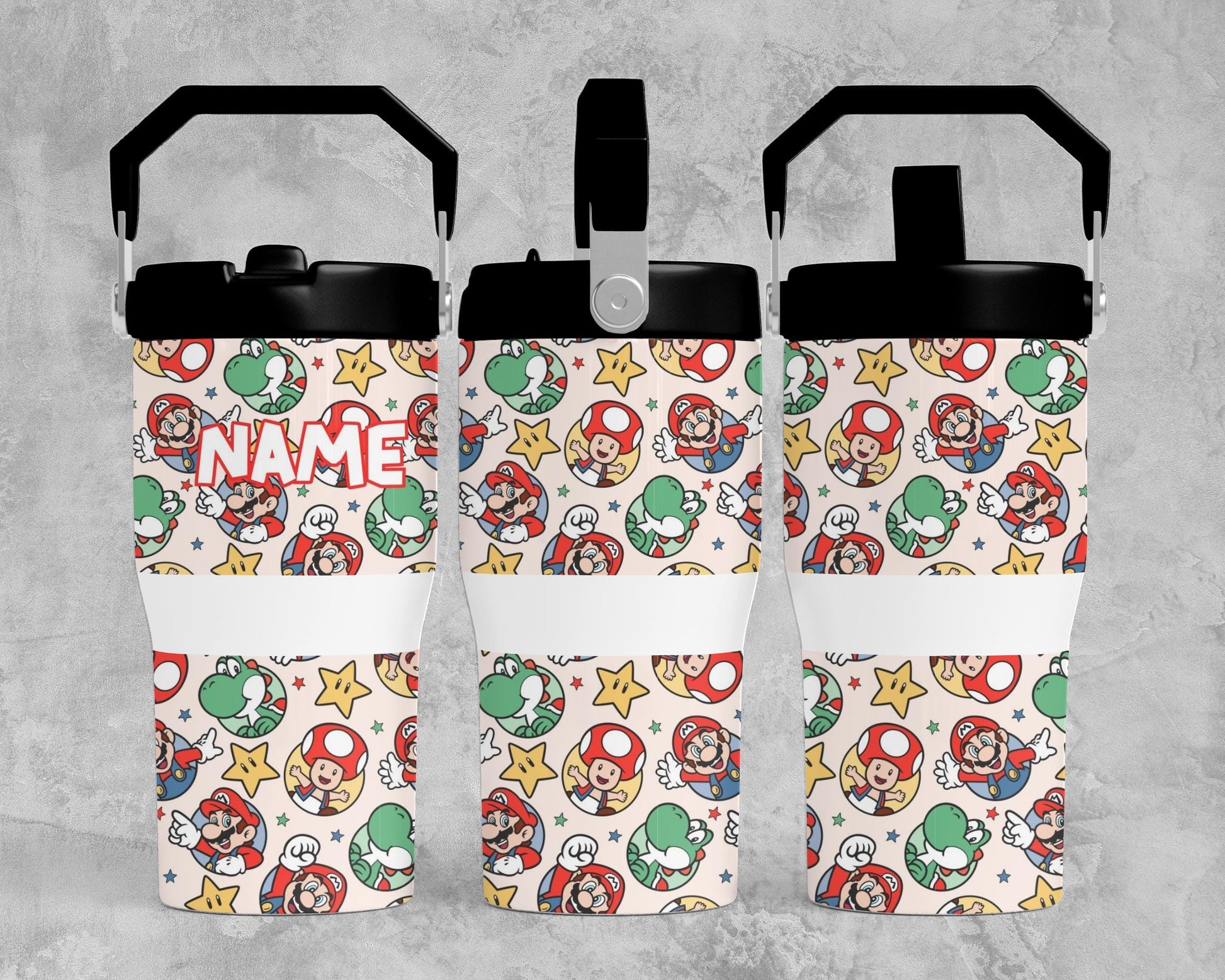 Kids Tumbler 20oz Flip Straw Water Bottle, Super Mario, Tumbler with Handle, perfect Birthday Gift, Nintendo Mario