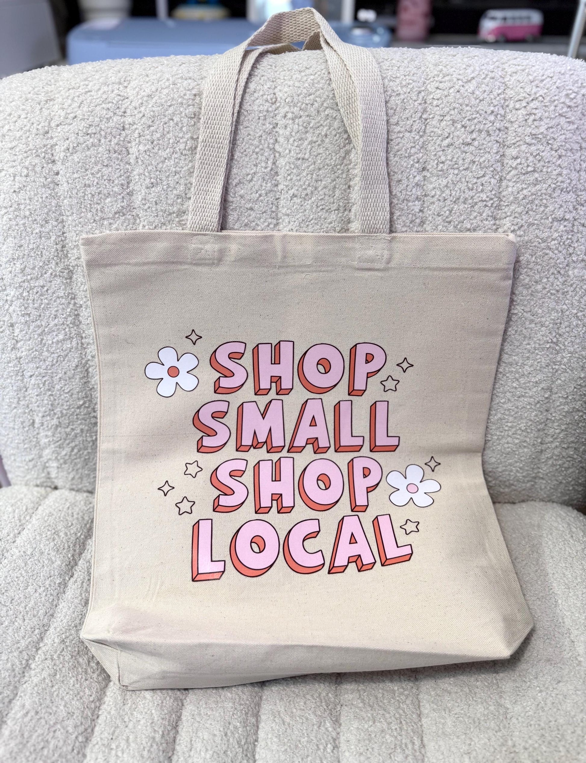 Shop Small Shop Local Tote Gift Spring Tote Shopper Summer Bag Eco Friendly Bag Reusable Grocery Tote Cute Tote Farmers Market Bag