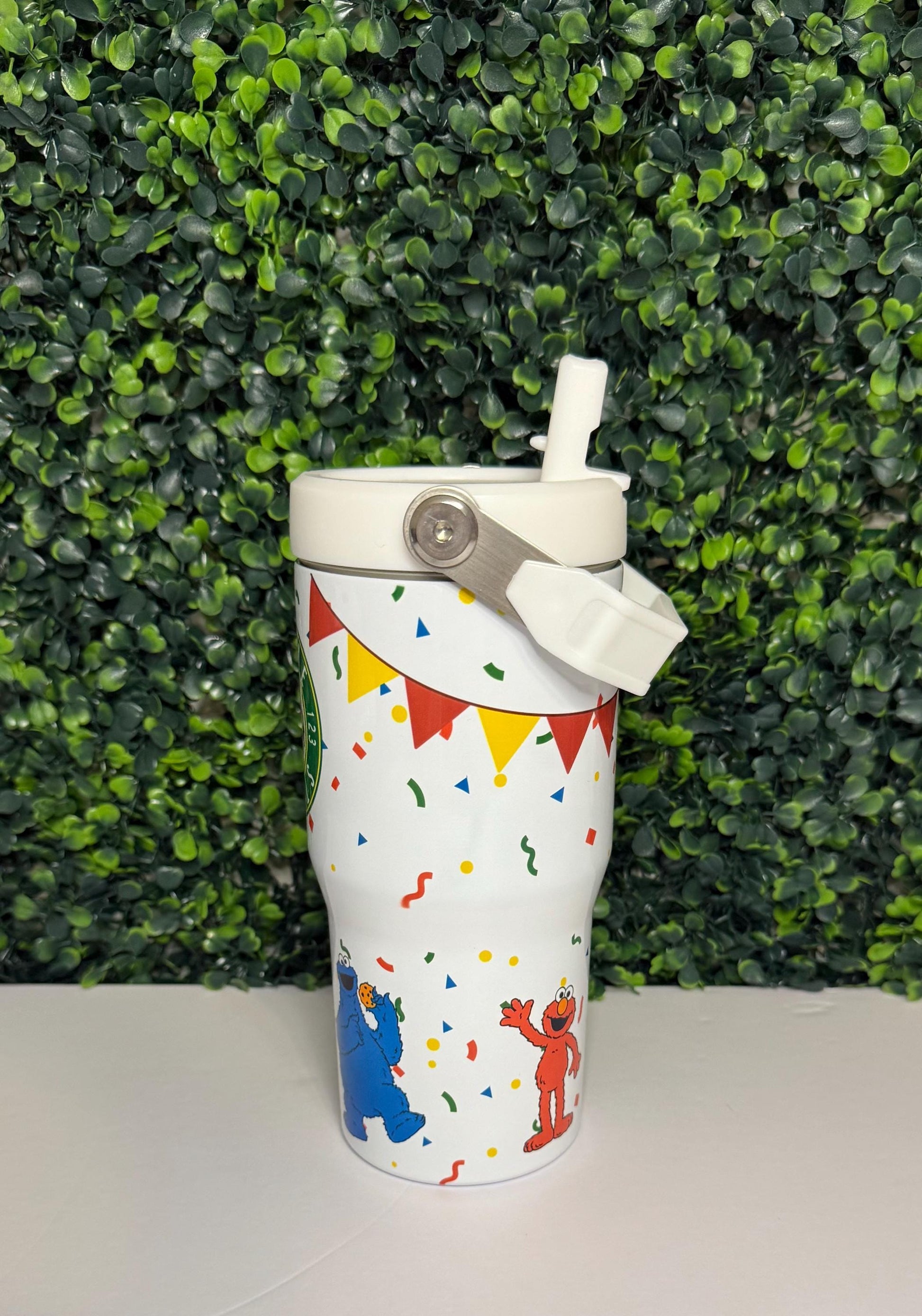 Kids Tumbler 20oz Cup with Handle, Elmo Sesame Street Cookie Monster, Kids Water Bottle, perfect Birthday Gift for Back to school