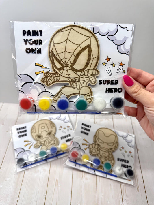 Personalized Party Favor Painting Kit for Kids, Superhero Birthday Party, Marvel Spiderman Ironman Captain America, Coloring Kit for kids