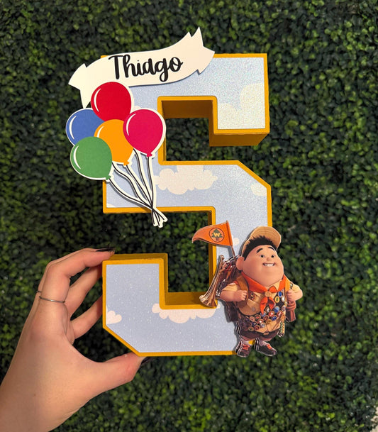 Kids Party Decor 3D Number 3D Letter, Up Movie Party Adventure, Tabletop decoration and Centerpiece 10” tall Custom with Name and Age