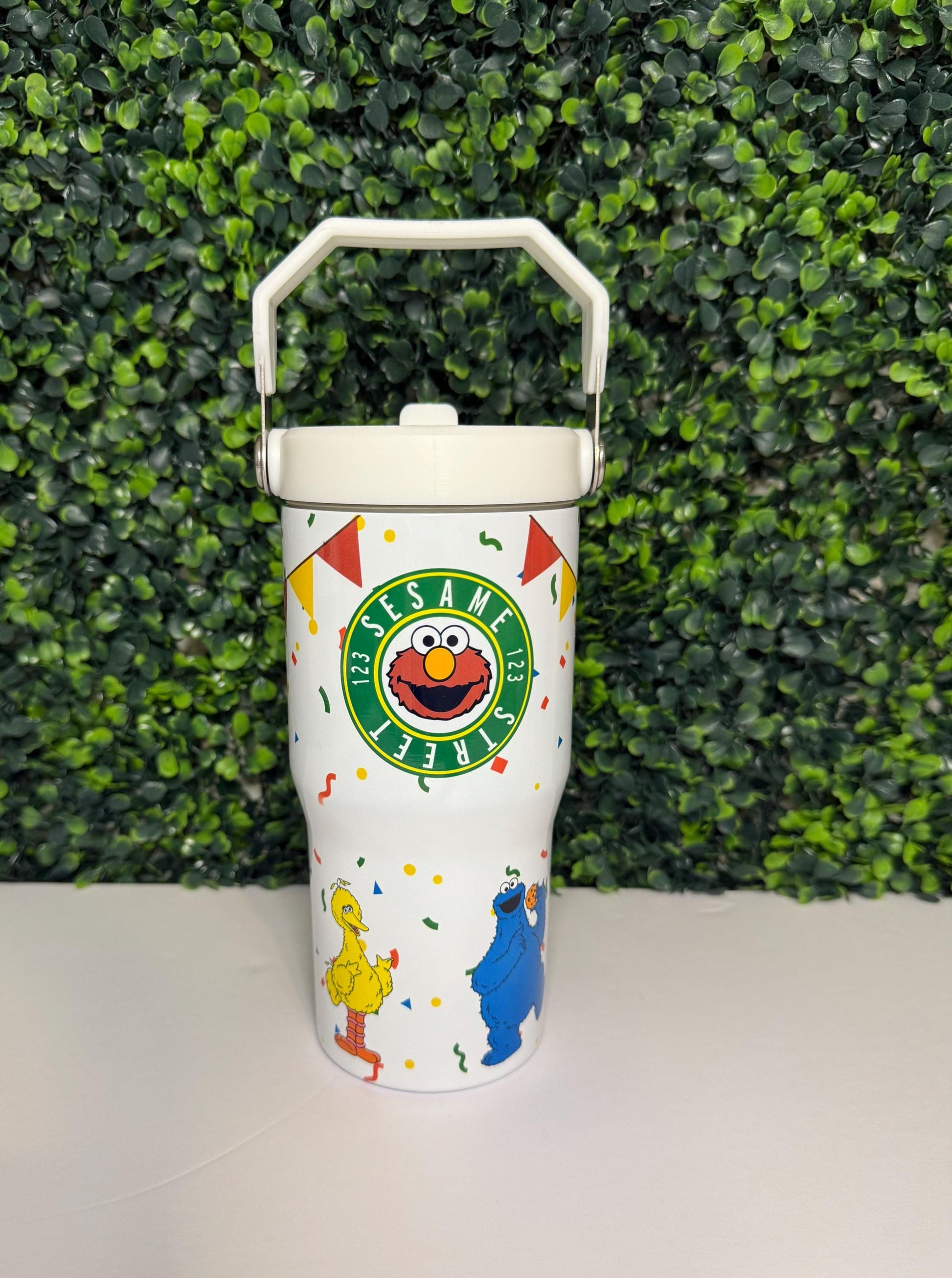 Kids Tumbler 20oz Cup with Handle, Elmo Sesame Street Cookie Monster, Kids Water Bottle, perfect Birthday Gift for Back to school