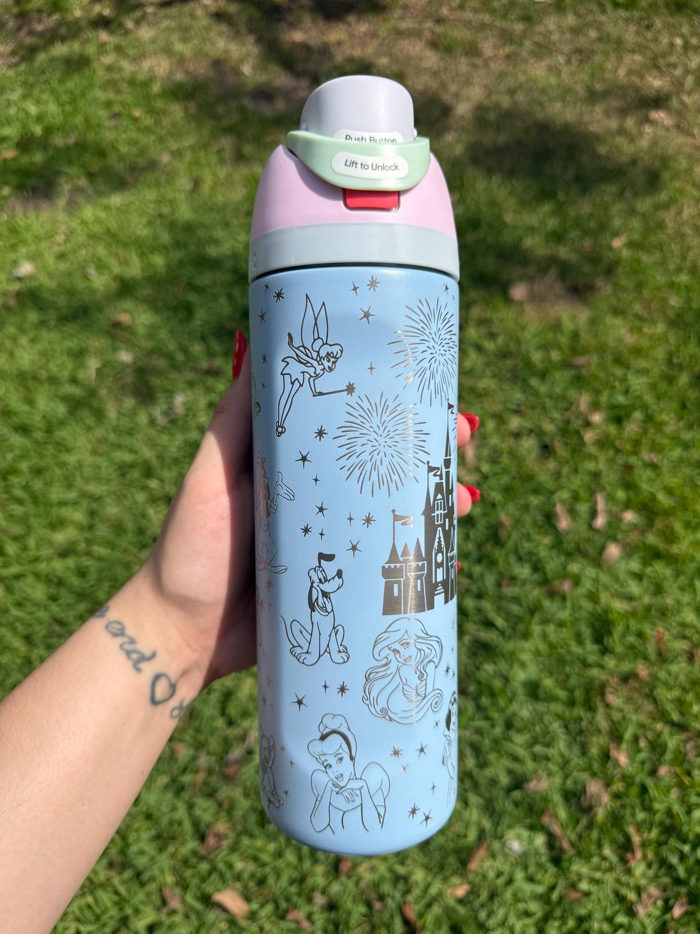 Custom Engraved Owala, Disney Castle Princess Movie Park Day, 24oz Free Sip, Engraved tumbler, Disney Cup Disney gift