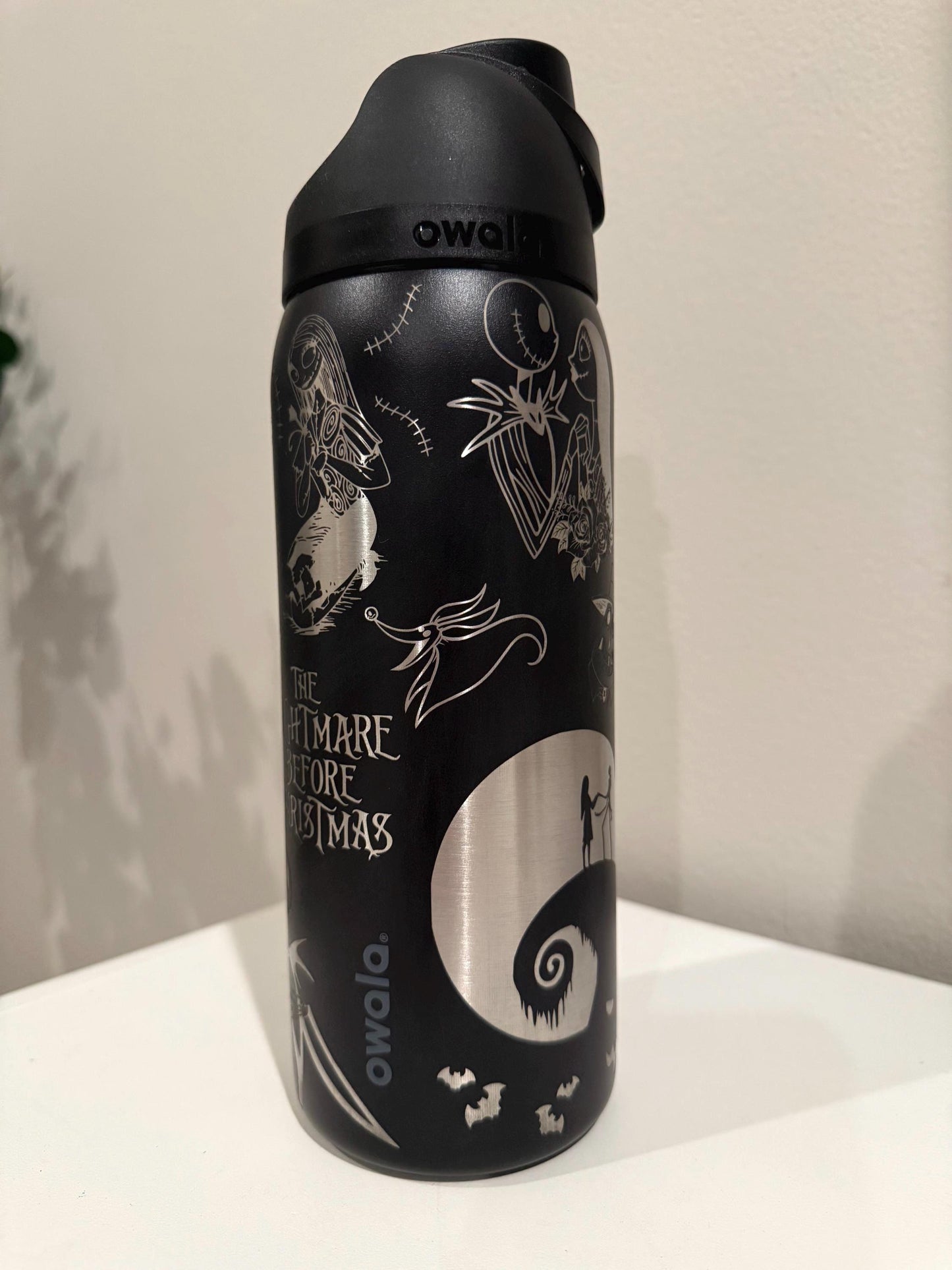 Custom Engraved Owala, Disney Nightmare Before Christmas,Owala Free Sip, Laser Engraved, Jack and Sally Tumbler, Disney engraved gifts