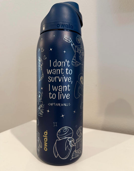 Custom Engraved Owala, Disney Wall E and Eve movie,Owala Free Sip, Laser Engraved, Wall-e Tumbler, Disney engraved gifts