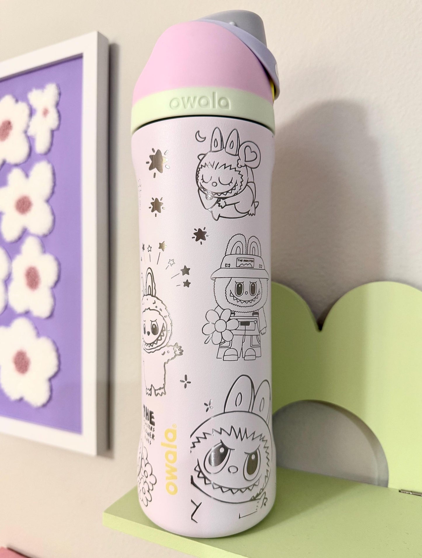 Custom Engraved Owala, Labubu The Monsters, 24oz Free Sip Owala Park Day, Engraved tumbler, Kawaii Cup Disney gift, Mokoko, Kimono
