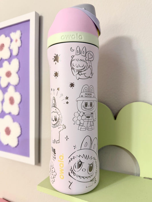 Custom Engraved Owala, Labubu The Monsters, 24oz Free Sip Owala Park Day, Engraved tumbler, Kawaii Cup Disney gift, Mokoko, Kimono