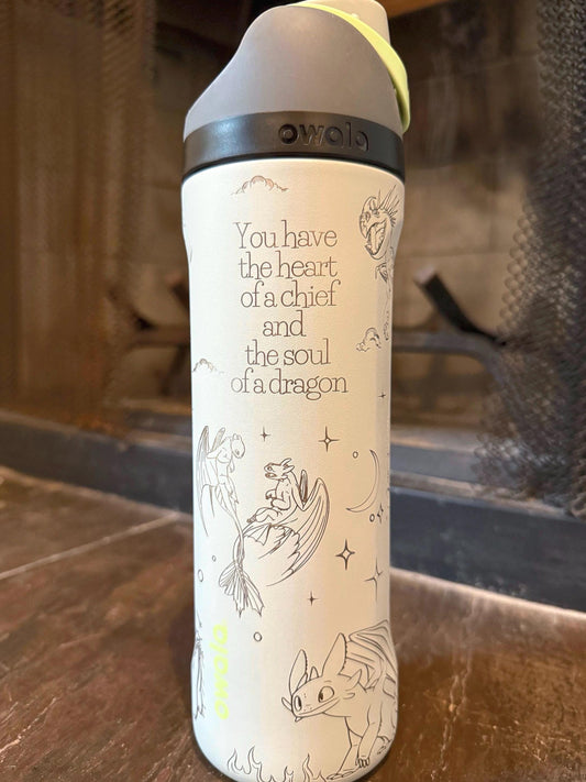 Custom Engraved Owala, Toothless and Hiccup, 24oz Free Sip, Laser Engraved, Dragon Tumbler, How to train your dragon engraved gifts