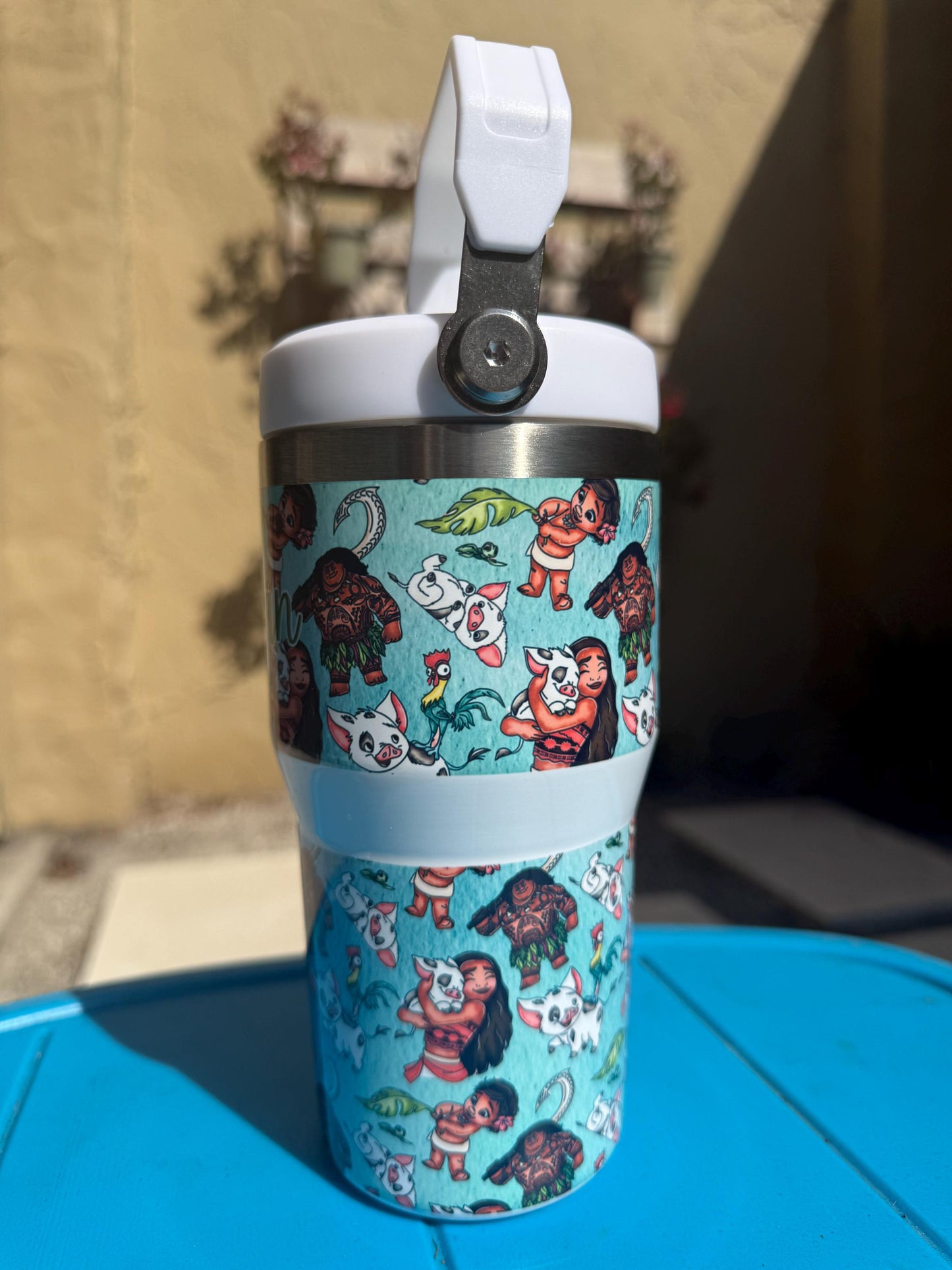 Kids Tumbler 20oz Cup with Handle,Moana Maui Water Bottle, Moana Maui tumbler, perfect Birthday Gift, Ocean Princess