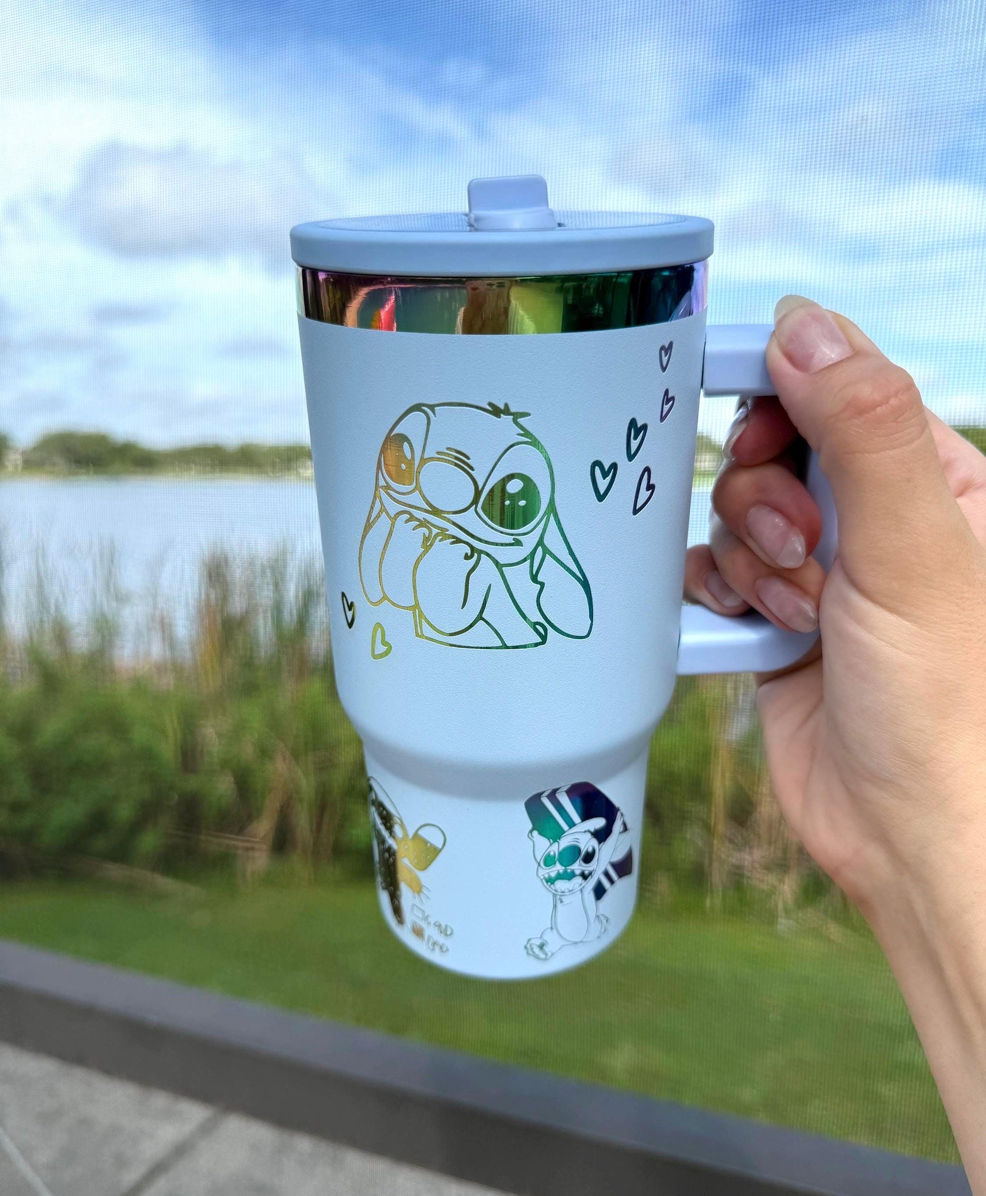 Custom Engraved Kids Tumbler, Lilo and Stitch Tumbler, 20oz with handle, Engraved tumbler, Spill proof cup, Stitch gift for boys and girls